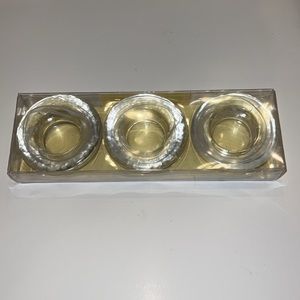 3 Large Heavy Pier One Imports Glass Candle Holders Set Marbleized Cottagecore